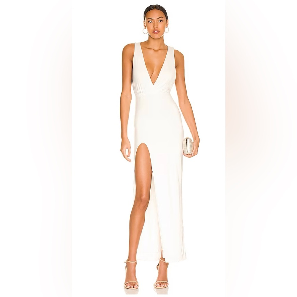 Superdown Erika Deep V Jersey Maxi in Ivory
